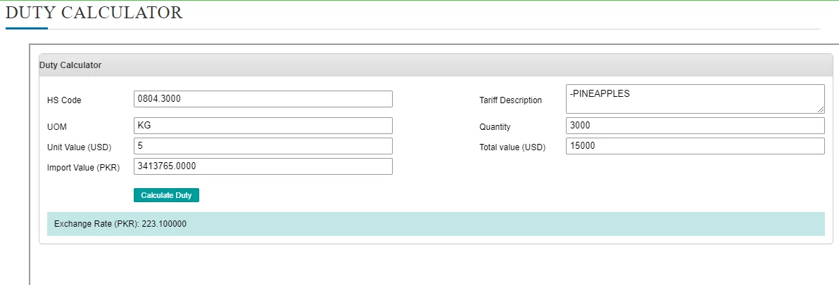  Calculate Duty